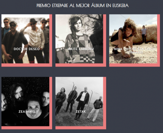 Estos grupos aspiran al Premio MIN al mejor álbum en euskera